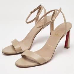 Pre Owned Christian Louboutin Beige Leather Condora Sandals Size 39