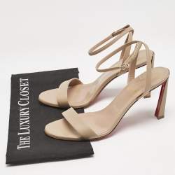 Pre Owned Christian Louboutin Beige Leather Condora Sandals Size 39