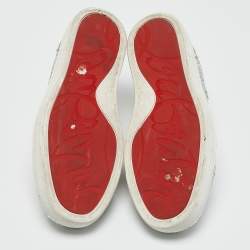 مملوكة مسبقًا Christian Louboutin Silver Glitter Crystal Embellished Vieira 2 Lace Up Sneakers Size 36.5