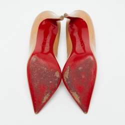 Pre Owned Christian Louboutin Beige Patent Leather Pigalle Pumps Size 40