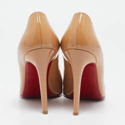 Pre Owned Christian Louboutin Beige Patent Leather Pigalle Pumps Size 40