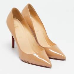 Pre Owned Christian Louboutin Beige Patent Leather Pigalle Pumps Size 40