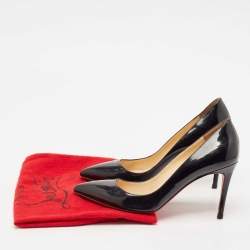 Pre Owned Christian Louboutin Black Patent Leather Kate Pumps Size 39