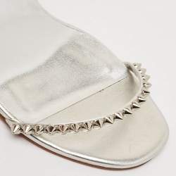 Christian Louboutin Silver Leather So Me Ankle Strap Sandals Size 39