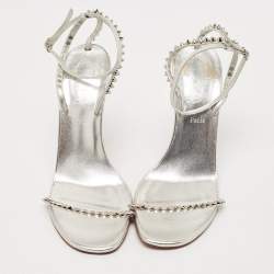Christian Louboutin Silver Leather So Me Ankle Strap Sandals Size 39