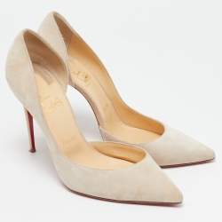 مملوكة مسبقًا Christian Louboutin Beige Suede Iriza D'orsay Pumps Size 40