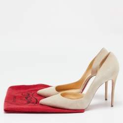مملوكة مسبقًا Christian Louboutin Beige Suede Iriza D'orsay Pumps Size 40