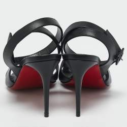 Pre Owned Christian Louboutin Black Leather Mariza Sandals Size 40