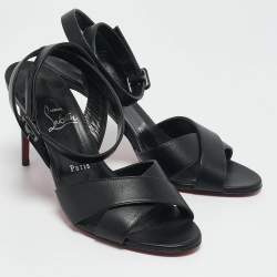 Pre Owned Christian Louboutin Black Leather Mariza Sandals Size 40