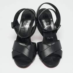 Pre Owned Christian Louboutin Black Leather Mariza Sandals Size 40
