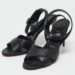 Pre Owned Christian Louboutin Black Leather Mariza Sandals Size 40