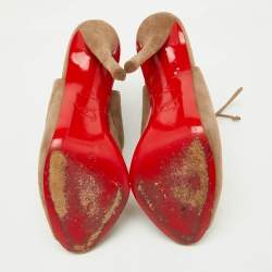 Christian Louboutin Brown Suede Allegra Peep-Toe Sandals Size 37