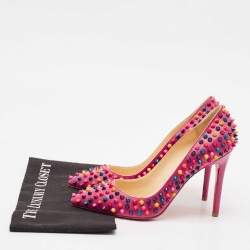 Pre Owned Christian Louboutin Pink Leather Pigalle Spikes Pumps Size 40