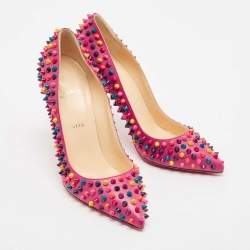 Pre Owned Christian Louboutin Pink Leather Pigalle Spikes Pumps Size 40