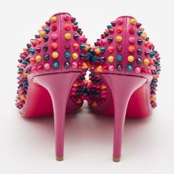 Pre Owned Christian Louboutin Pink Leather Pigalle Spikes Pumps Size 40