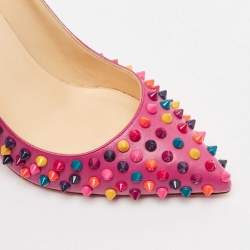 Pre Owned Christian Louboutin Pink Leather Pigalle Spikes Pumps Size 40