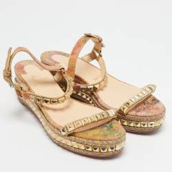 Christian Louboutin Multicolor Cork Cataclou Ankle Strap Sandals Size 40