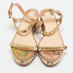 Christian Louboutin Multicolor Cork Cataclou Ankle Strap Sandals Size 40
