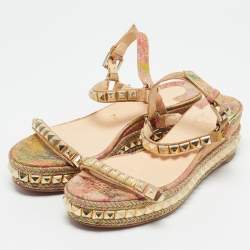 Christian Louboutin Multicolor Cork Cataclou Ankle Strap Sandals Size 40