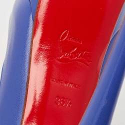 Christian Louboutin Blue Leather Lady Peep Toe Platform Pumps Size 36.5