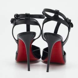 مملوكة مسبقًا Christian Louboutin Black Leather Maravilla T Strap Pumps Size 37