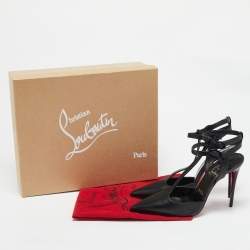 مملوكة مسبقًا Christian Louboutin Black Leather Maravilla T Strap Pumps Size 37