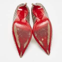 Pre Owned Christian Louboutin Gold Python Leather So Kate Pumps Size 39.5