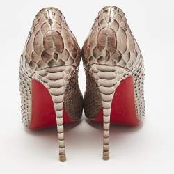 Pre Owned Christian Louboutin Gold Python Leather So Kate Pumps Size 39.5