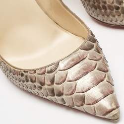 Pre Owned Christian Louboutin Gold Python Leather So Kate Pumps Size 39.5