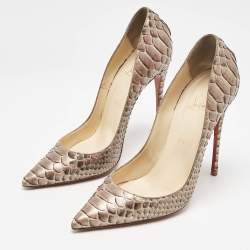 Pre Owned Christian Louboutin Gold Python Leather So Kate Pumps Size 39.5