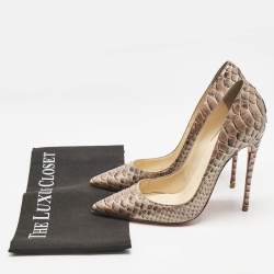 Pre Owned Christian Louboutin Gold Python Leather So Kate Pumps Size 39.5