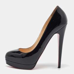 Christian Louboutin Black Patent Leather Bianca Platform Pumps Size 39