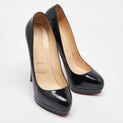 Christian Louboutin Black Patent Leather Bianca Platform Pumps Size 39