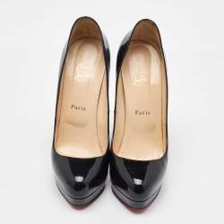 Christian Louboutin Black Patent Leather Bianca Platform Pumps Size 39
