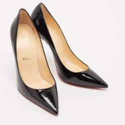 Pre Owned Christian Louboutin Black Patent Leather Kate Pumps Size 38