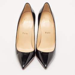 Pre Owned Christian Louboutin Black Patent Leather Kate Pumps Size 38
