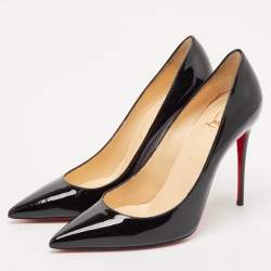Pre Owned Christian Louboutin Black Patent Leather Kate Pumps Size 38