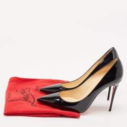 Pre Owned Christian Louboutin Black Patent Leather Kate Pumps Size 38