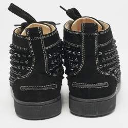 Christian Louboutin Black Suede Louis Spikes High Top Sneakers Size 39