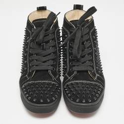 Christian Louboutin Black Suede Louis Spikes High Top Sneakers Size 39