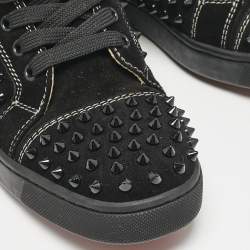 Christian Louboutin Black Suede Louis Spikes High Top Sneakers Size 39