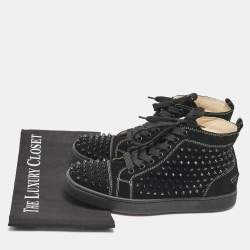 Christian Louboutin Black Suede Louis Spikes High Top Sneakers Size 39