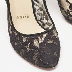 Christian Louboutin Black Lace and Suede Diorissimo Pumps Size 36.5