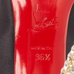 Christian Louboutin Black Satin Lipstrass Pumps Size 36.5