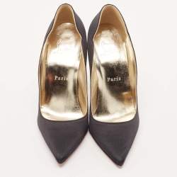 Christian Louboutin Black Satin Lipstrass Pumps Size 36.5