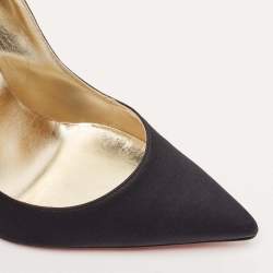 Christian Louboutin Black Satin Lipstrass Pumps Size 36.5