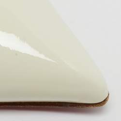 Pre Owned حذاء كعب عالي كريستيان لوبوتان هوت شيك جلد برنيق أبيض مقاس 38