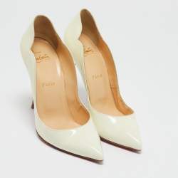 Pre Owned حذاء كعب عالي كريستيان لوبوتان ه وت شيك جلد برنيق أبيض مقاس 38