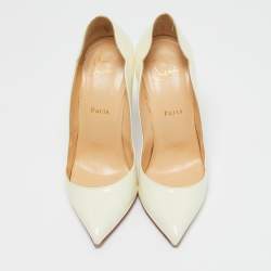 Pre Owned حذاء كعب عالي كريستيان لوبوتان هوت شيك جلد برنيق أبيض مقاس 38