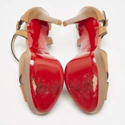 Christian Louboutin Tan Leather Ankle Strap Sandals Size 39